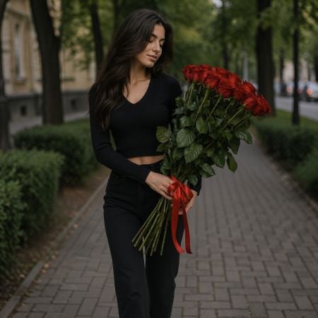 Tall roses outdoors