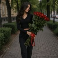 25 long red roses 90sm Brook