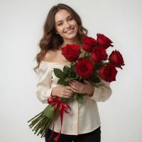 5 красных роз (1м) Мишкольц