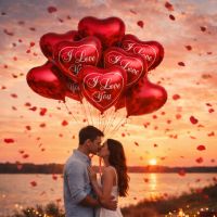 15 red heart balloons Dzhrvezh