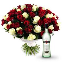 101 красно-белая роза + Martini Bianco Житомир
