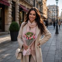 15 pink and white tulips  Nikita