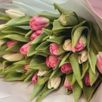 25 белых и розовых тюльпанов Рукла