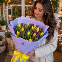 25 yellow and purple tulips Batumi