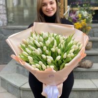 Белые тюльпаны (101 шт) Кабете