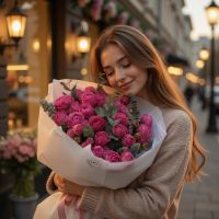 15 розовых пионовидных роз Миргород