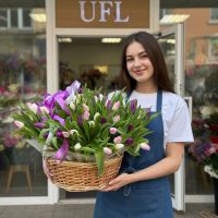 101 тюльпан мікс в кошику Дружба (Казахстан)