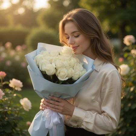 21 white roses