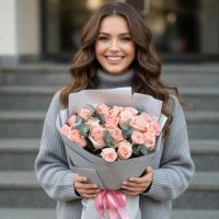 25 кремовых роз  Абу-Даби