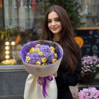 Hydrangeas and Yellow Roses Lavender morning Varna