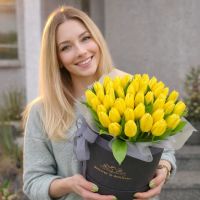 Yellow tulips in a box 45pcs The Kherson area