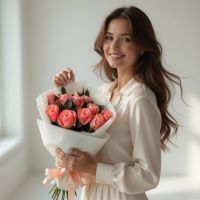 Букет 11 коралових троянд Афродіта Крань