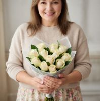 Ніжній мамі - кремові троянди 15шт Рі