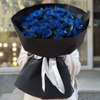 51 blue roses in black wrapping Sofia