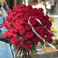 51 long red roses (90 сm) Hust