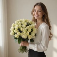 35 white roses Clitheroe