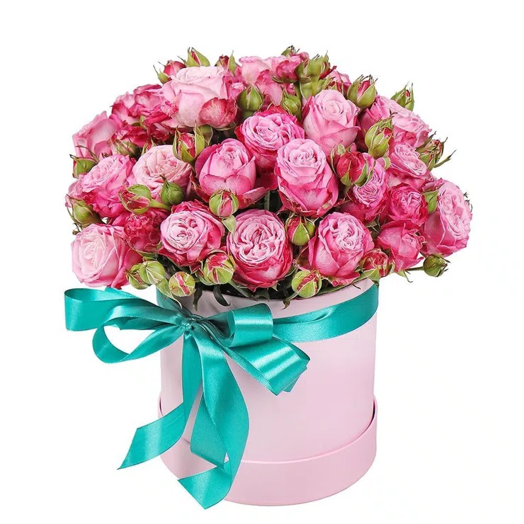 Pink spray roses 15pcs in a box – flower delivery in Baar