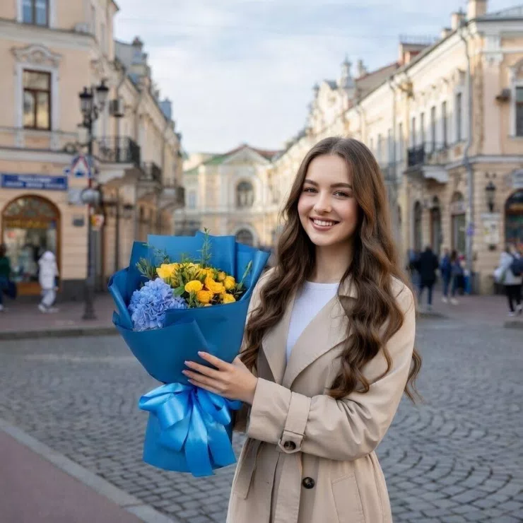Blue and yellow bouquet – flower delivery in Sirmione