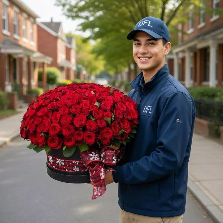 201 red roses in a box – flower delivery in Benga