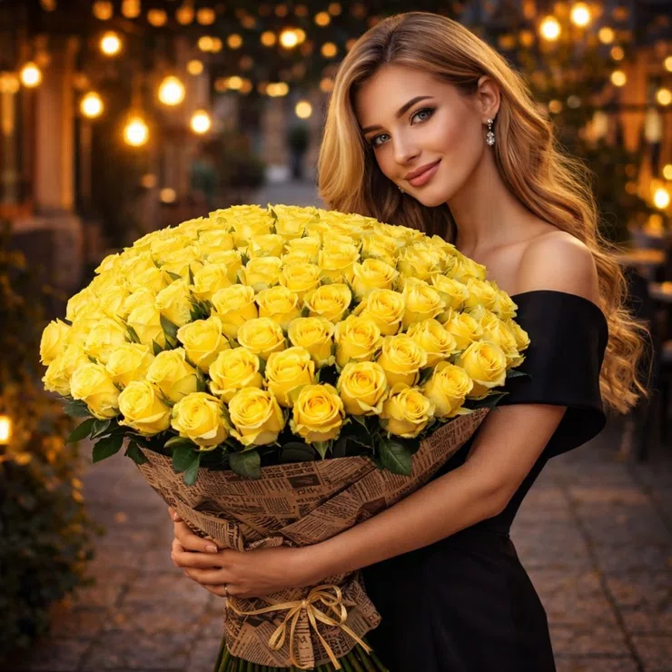 101 yellow roses – flower delivery in Dergachi