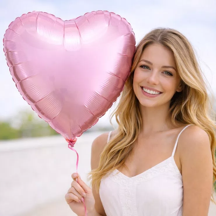 Foil pink heart balloon – flower delivery in Drolshagen