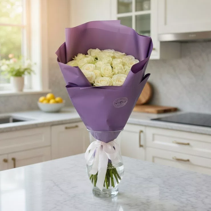 Bouquet 25 white roses – flower delivery in Leskovac