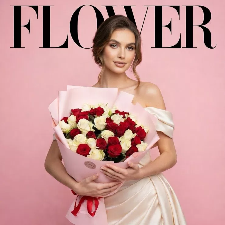 51 red and white roses – flower delivery in Mui Ne
