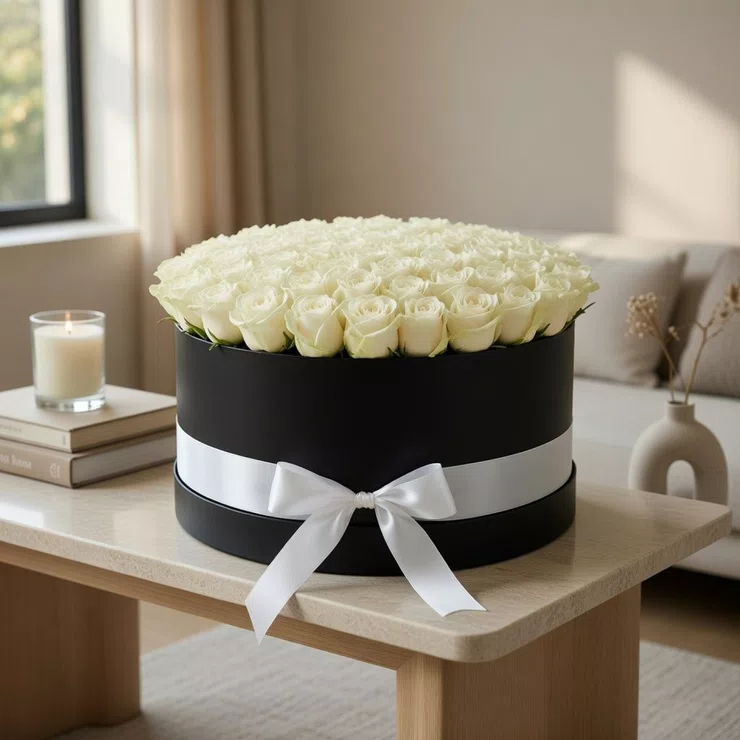 101 white roses in a box XXL – flower delivery in Crab Hill