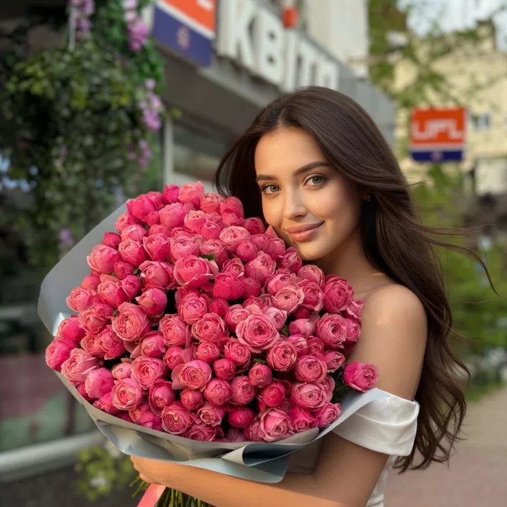 51 розовая пионовидная роза – доставка цветов в Кросбис