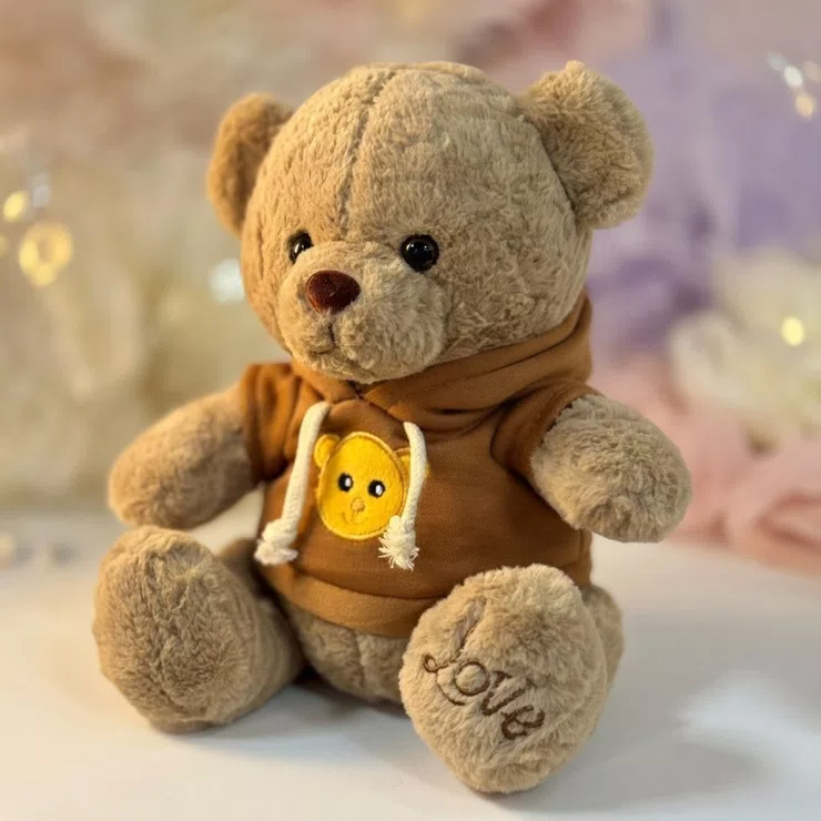 Coffee teddy in hoody 40 cm – flower delivery in Kiev - Solomenskiy district