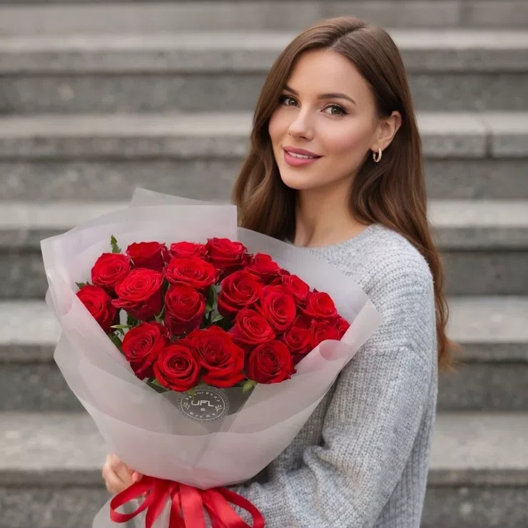 21 червона троянда – доставка квітів у Кітее