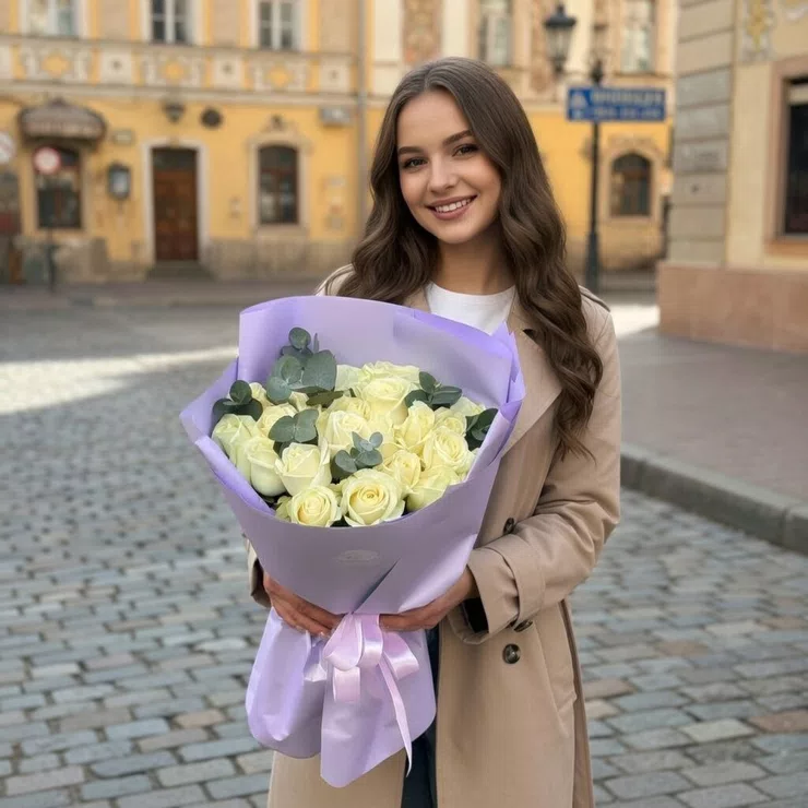 23 white roses – flower delivery in Donduseni