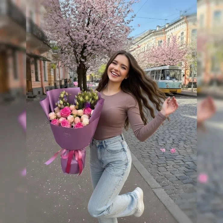 Нежный микс из роз и эустом – доставка цветов в Воркестер