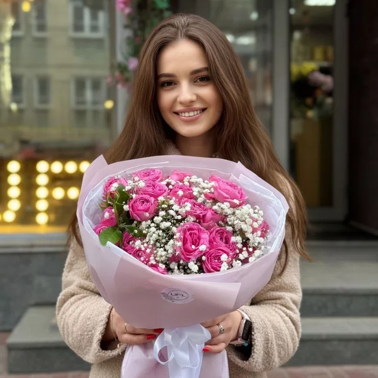 Букет Розовое чудо Мисти Баблз 9шт – доставка цветов в Гросроссельн