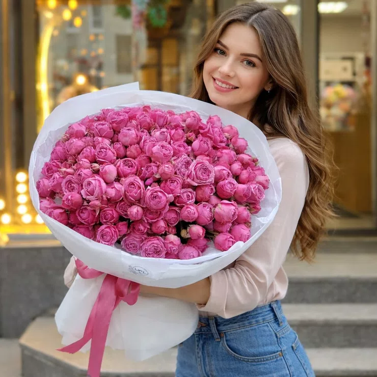 Bouquet of peony roses 51 pcs – flower delivery in Tahos