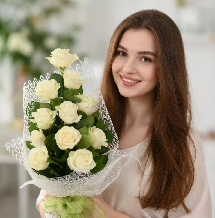 13 білих троянд - біла ніч – доставка квітів у Кумера