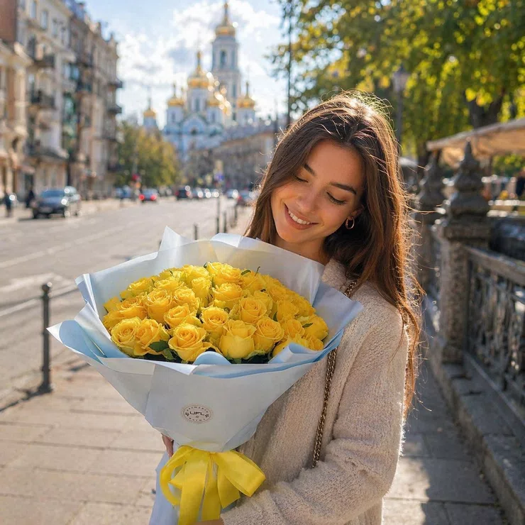 51 желтая роза – доставка цветов в Чжунань