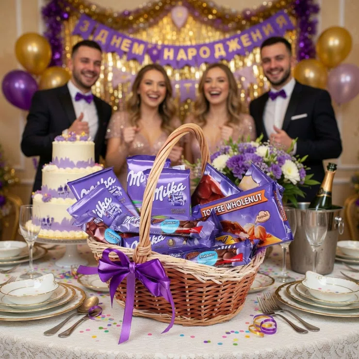 Milka-корзина шоколада – доставка цветов в Малый Кайман