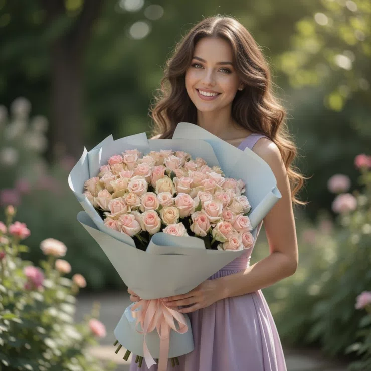 51 creamy roses – flower delivery in Leskovac