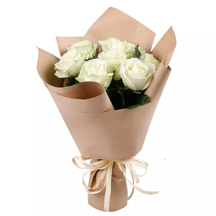 9 white roses – flower delivery in Medina
