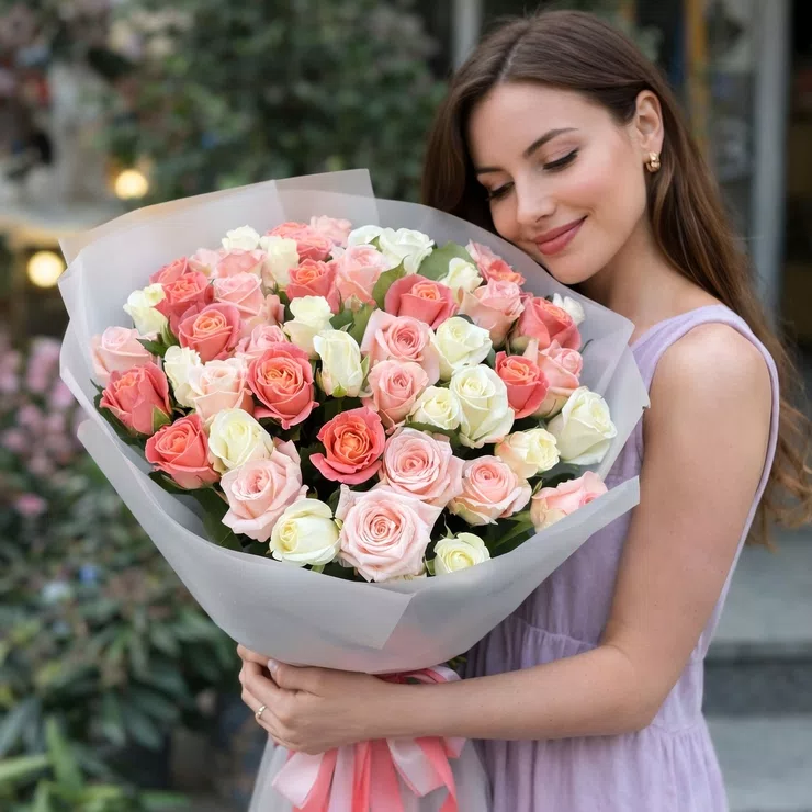 The Tender сompliment 51 roses – flower delivery in Ludza