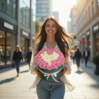 Розы в коробке Сердечный сюрприз 35шт Эйлат