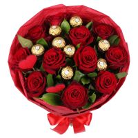 Букет роз с Днем Рождения 11 бордовых роз Шарлеруа