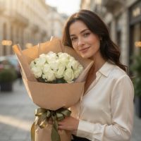 25 white roses Abu-Dabi