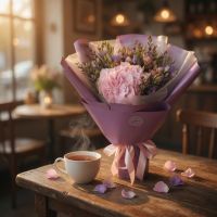 Букет квітів Рожева хмара з гортензією Васильків