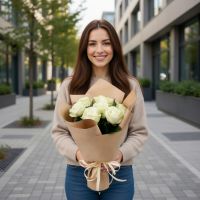 Букет з 9 білих троянд Альхайм