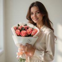 Букет 11 коралових троянд Афродіта Крань