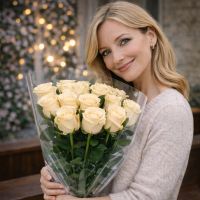 Ніжній мамі - кремові троянди 15шт Рі