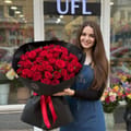 51 red roses in black wrapping, Zagreb