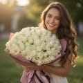 Букет 101 белая роза, Глобино
